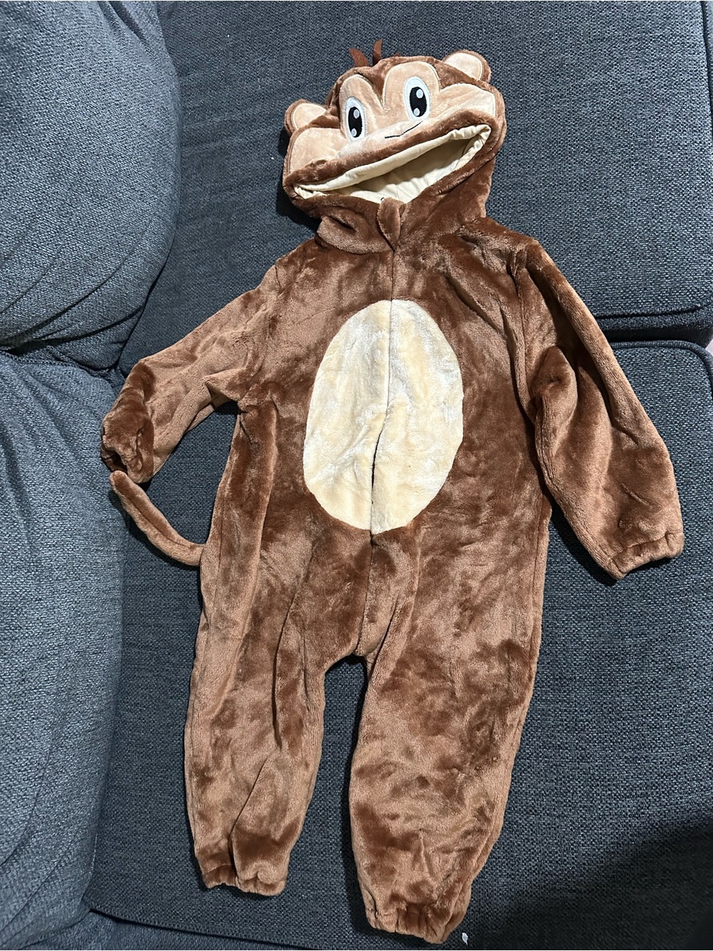 SHEIN Brown Monkey Costume with Cream Belly Hood and Tail